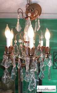 shopatblu antique bras and crystal chandelier