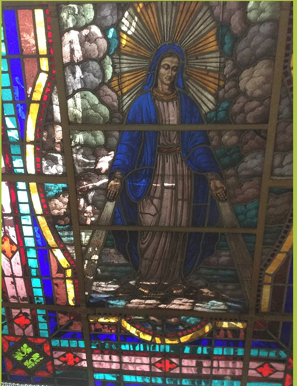 The Blue Building Antiques Shopatblu Furniture Flip Challenge stained glass madonna