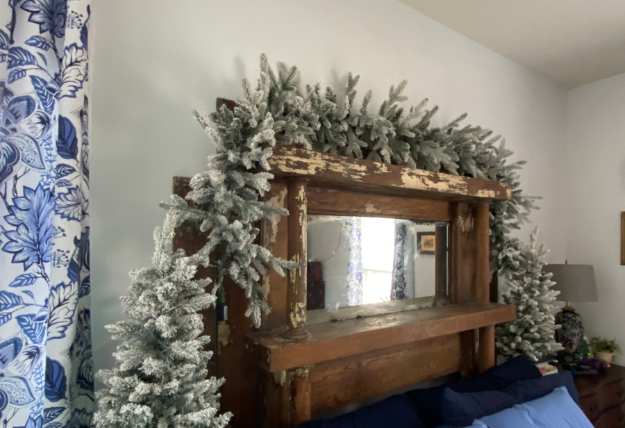 shopatblu antique mantle headboard queen flock set