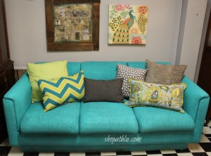 Spray It Pretty!  Paint Fabric-a sofa!
