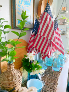 Shopatblu The Blue Building Antiques decorate with patriotic red white and blue buffet