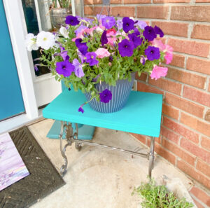 shopatblu thrifted footstool makeover entryway