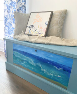 shopatblu upcycled cedar chest trunk sea scape