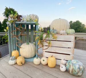 shopatblu wooden crate pumpkin upcycle blue and white